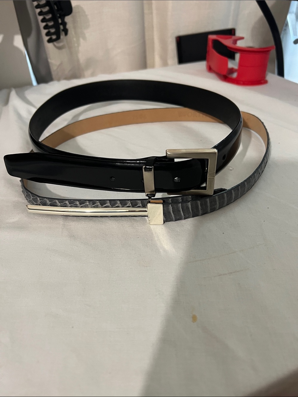 Ann Taylor Black Leather Belt with Silver Buckle Worth belt set
